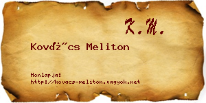Kovács Meliton névjegykártya